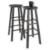 Element 2-Pc Square Leg Bar Stool Set; Oyster Gray - 16270