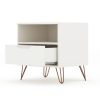 Manhattan Comfort Rockefeller 1.0 Mid-Century- Modern Nightstand with 1-Drawer in Off White - Default Title