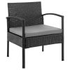 Manhattan Comfort Noli Steel Rattan 3-Piece Patio Conversation Set with Cushions in Grey - Default Title