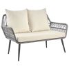 Manhattan Comfort Portofino Rope Wicker 4-Piece Patio Conversation Set with Cushions in Cream - Default Title