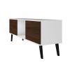 Manhattan Comfort Doyers 53.15 Mid-Century Modern TV Stand in White and Nut Brown - Default Title