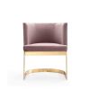 Manhattan Comfort Aura Blush and Polished Brass Velvet Dining Chair - Default Title