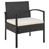 Manhattan Comfort Noli Steel Rattan 3-Piece Patio Conversation Set with Cushions in Cream - Default Title