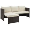 Manhattan Comfort Menton Steel Rattan 2-Piece Chair Lounge and 2 Seater with Coffee Table Patio Set in Cream - Default Title