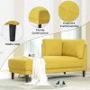 65" Mid-Century Modern Fabric Corner Lounge Chair, Upholstered Indoor Chaise Lounge for Bedroom,Office,Small Living Room & Apartment  - Yellow