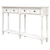 Console Table Sofa Table Easy Assembly with Two Storage Drawers and Bottom Shelf for Living Room, Entryway - Ivory