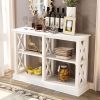 Console Table with 3-Tier Open Storage Spaces and 'X' Legs, Narrow Sofa Entry Table for Living Room, Entryway and Hallway  - White