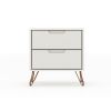 Manhattan Comfort Rockefeller 2.0 Mid-Century Modern 2-Drawer Nightstand in Off White - Default Title