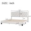 Upholstered Platform Bed with Saddle Curved Headboard and Diamond Tufted Details, King, Beige - as Pic