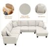 108*85.5" Modern U Shape Sectional Sofa, 7 Seat Fabric Sectional Sofa Set with 3 Pillows Included for Living Room, Apartment, Office,3 Colors  - Beige