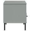 TV Stand with Metal Legs Gray Solid Wood Pine OSLO - Gray