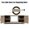 65 Inch Media Component TV Stand with Adjustable Shelves - Wood color