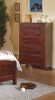 Contemporary Dark Oak Finish 1pc Chest of Drawers Plywood Pine Veneer Bedroom Furniture 5 drawers Tall chest - as Pic