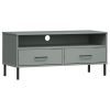 TV Stand with Metal Legs Gray Solid Wood Pine OSLO - Gray