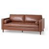 Mirod Comfy 3-seat Sofa with Wooden Legs, PU, for Living Room and Study - as Pic