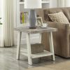 Athens Contemporary 3-Piece Wood Shelf Coffee Table Set in Weathered Gray and Beige - as Pic