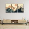 3 Panels Framed Abstract Wood Grain Boho Style Mountain & Forest Canvas Wall Art Decor,3 Pieces Mordern Canvas Decoration Painting for Office,Dining r