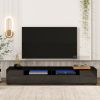 ON-TREND Extended, Minimalist Design TV stand with Color Changing LED Lights, Modern Universal Entertainment Center, High Gloss TV Cabinet for 90+ inc