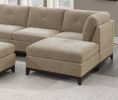 Camel Chenille Fabric Modular Sectional 9pc Set Living Room Furniture Corner Sectional Couch 3x Corner Wedge 4x Armless Chairs and 2x Ottomans Tufted