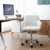 Faux Fur Home Office Chair,Fluffy Fuzzy Comfortable Makeup Vanity Chair ,Swivel Desk Chair Height Adjustable Dressing Chair for Bedroom - White