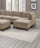 Camel Chenille Fabric Modular Sectional 9pc Set Living Room Furniture Corner Sectional Couch 3x Corner Wedge 4x Armless Chairs and 2x Ottomans Tufted