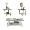 Athens Contemporary 3-Piece Wood Shelf Coffee Table Set in Weathered Gray and Beige - as Pic