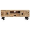 TV Stand with Wheels 43.3"x11.8"x14.6" Rough Mango Wood - Brown